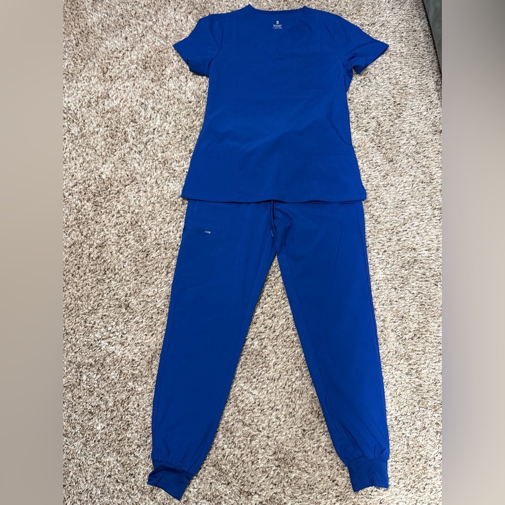 Blue Women's Scrub Pants & Top Set - Comfort Stretch